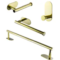 Kit Suporte Acessórios Banheiro Lavabo Aço Inox Dourado Gold
