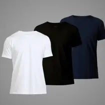 Kit 3 Camisetas Básicas Masculinas 100 Algodão Manga Curta Alta Qualidade