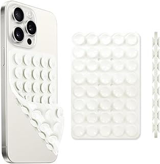 Alça dupla face com ventosa de silicone para celular – Suporte de telefone viva-voz forte para selfies, vídeos e mais (transparente)