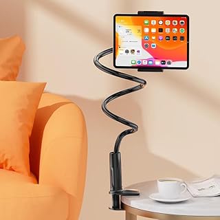 Suporte de celular preguiçoso, suporte de cama com clipe de celular, suporte de telefone ajustável de pescoço de ganso de braço longo, suporte preguiçoso para cama/mesa (preto)