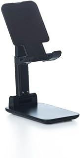 Suporte Ajustável para Celular e Tablet, Base Antideslizante de Metal, Dobrável com Rotação 130° + 90°, Preto, para Mesa e Superfícies Planas (preto)
