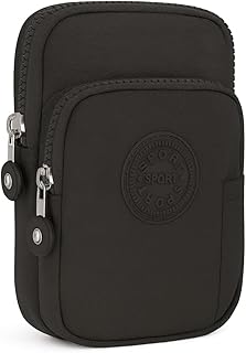 Bolsa Porta Celular com Alça Ajustável e Suporte de Braço Nylon Resistente Leve e Compacta Ideal para Caminhada, Corrida, Academia e Uso Diário (Preto)