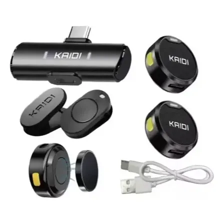 Microfone Lapela Kaidi Kmf4-a Preto Sem Fio Cor Preto