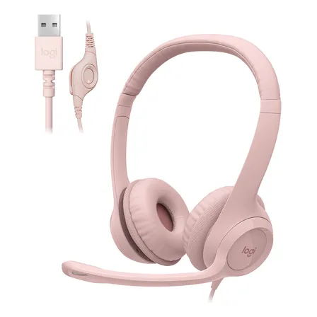Headset Com Fio Usb Logitech H390 Rosa