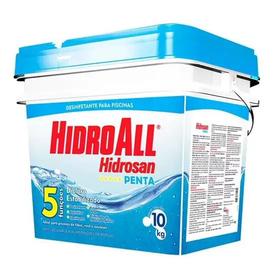 Hidrosan Penta Balde 10 Kg Cloro Granulado Hidroall cinco funções dicloro estabilizado