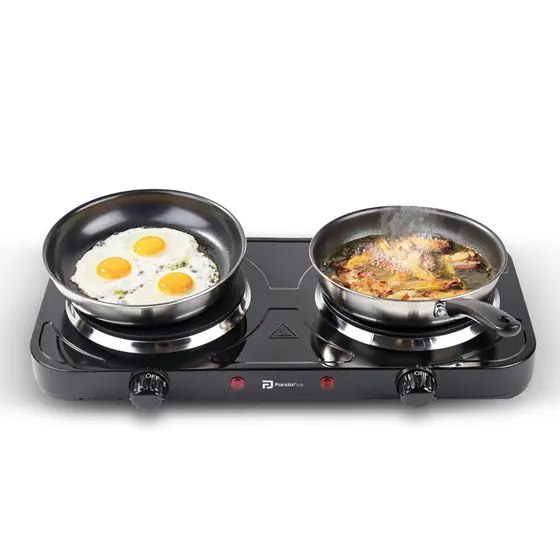Fogão 2 Bocas Elétrico Portátil 2000W Potência 127 220V, Design Moderno em Inox, Controles Independentes, Superfície de Fácil Limpeza - AMG