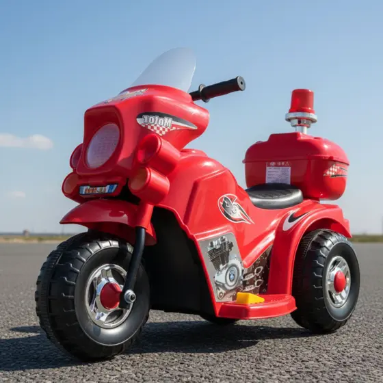 Motocicleta Moto Elétrica Infantil Luz Sirene Polícia E Baú - ZIPPY TOYS