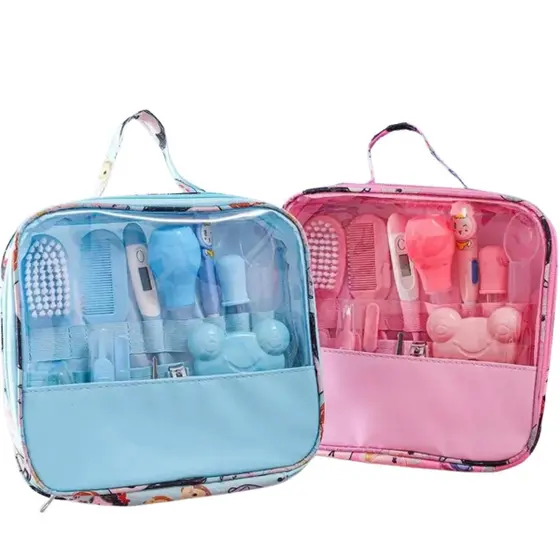 Kit de Higiene para Bebê Recém-Nascido 13 Peças Azul e Rosa - TIME