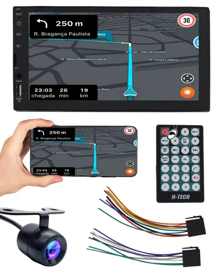 Multimídia 2 Din 7'' Polegadas H-Tech HT-3000G3 + Câmera de Ré