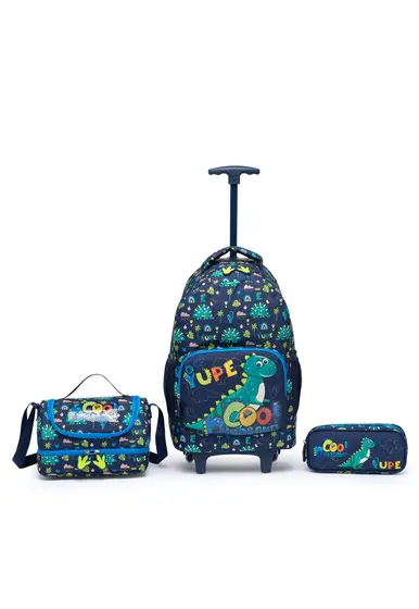Mochila Escolar Menino De Rodinha Infantil Estojo Lancheira - YUPE