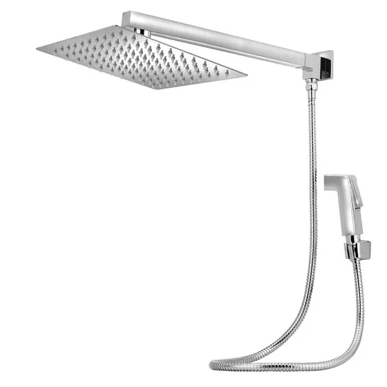 Ducha Chuveiro Quadrado 30x30 Slim Inox Completo C/Desviador - Modelar