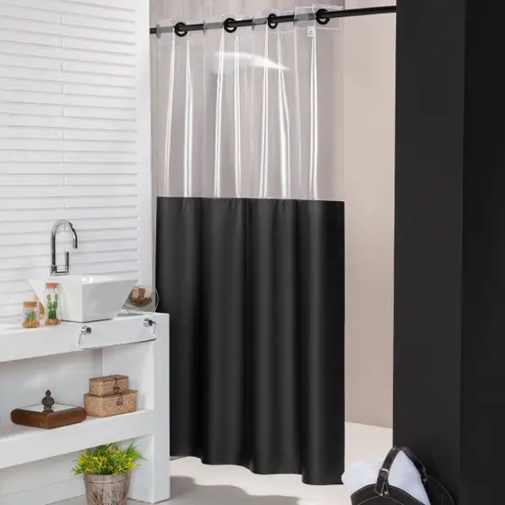 Cortina Para Box Banheiro 100% Pvc Antimofo Envio Imediato - Feffo Cortinas