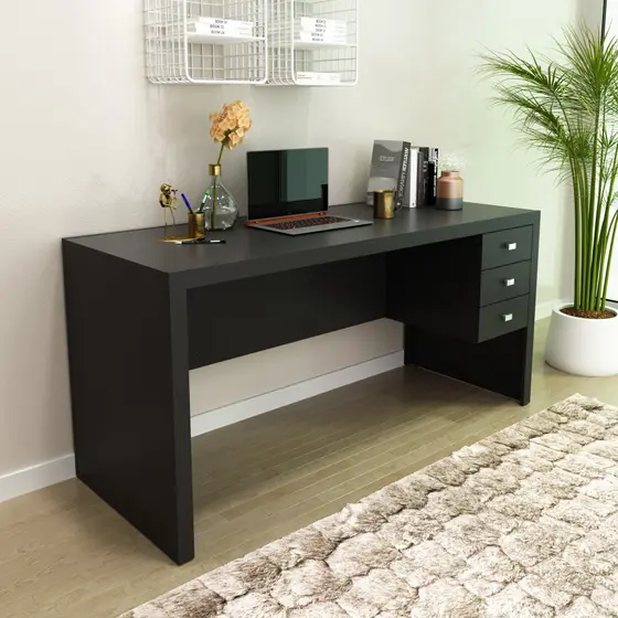 Escrivaninha Mesa Escritório 155cm com 3 Gavetas Reversível ME4113 - Tecno Mobili