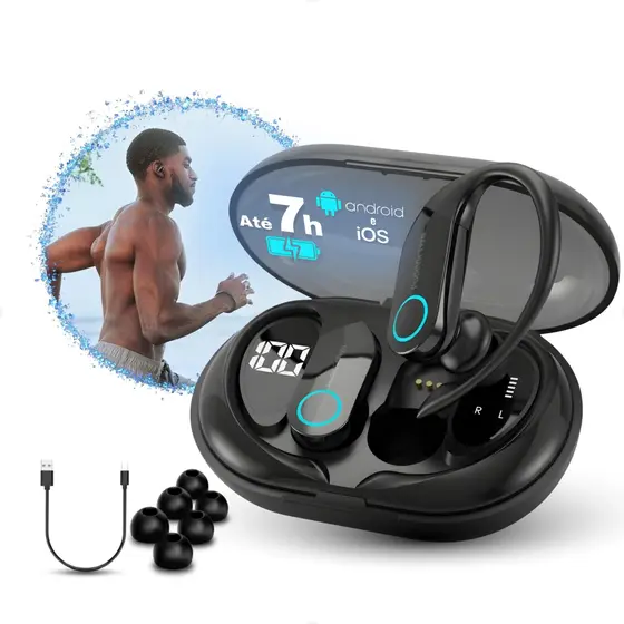 Fone de Ouvido Sem Fio Esportivo Bluetooth Compatível em xt80 Android iOS Windows - Xtrad