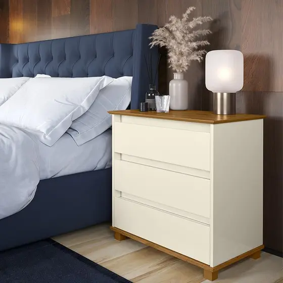 Mesa de Cabeceira Quarto Mini Cômoda EJ com 3 Gavetas - EJ Móveis