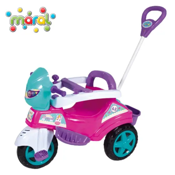 Triciclo De Passeio Baby City Menina Com Pedal Buzina Haste Direcionavel - Maral