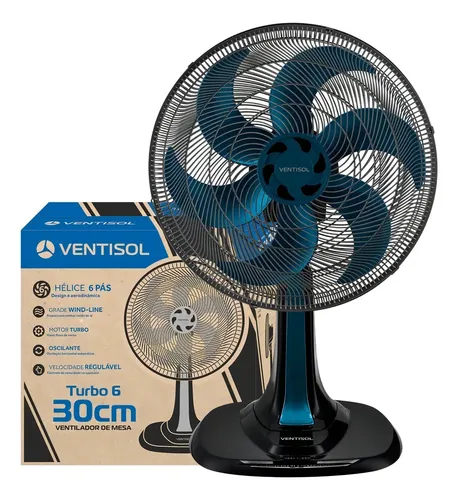 Ventilador de Mesa Turbo 6 Pás 30cm Azul Ventisol