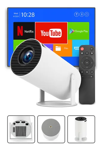 Mini Projetor Hy300 Android 4k Portátil Wi-fi Bluetooth Hdmi Usb Cinema Em Casa Compacto Alta Resolução Full Hd Smart Projetor Davely Celular Notebook Games Apresentação