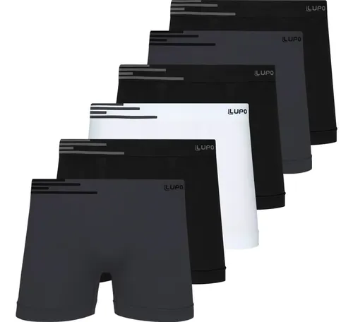 Kit 6 Cuecas Boxer Lupo Poliamida Sem Costura Box Original