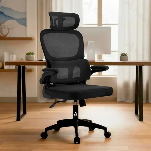 Cadeira De Escritório Confortavel Ergonômica Giratoria C600 Fivdaily Preta E Apoio De Cabeça Com Suporte Lombar Estofado De Mesh Almofada De Assento De Espuma Nova Latex Espessa Totalmente Rodinhas
