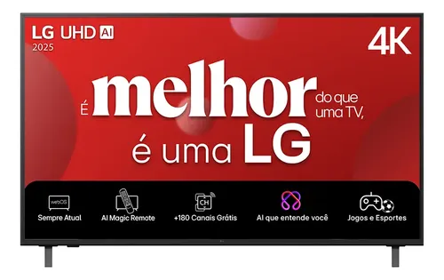 Smart TV 4K 50" LG UHD 50UA85 Processador α7 AI Ger8 4K Super Upscaling Google Cast Alexa Integrado Controle AI Smart Magic WebOS 25