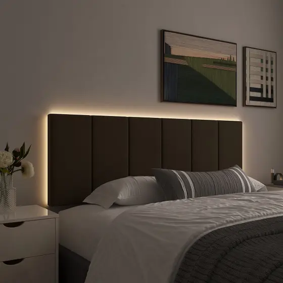 Cabeceira de Cama Casal Queen Com LED 1,60 cm Tecido Linho - RP Online