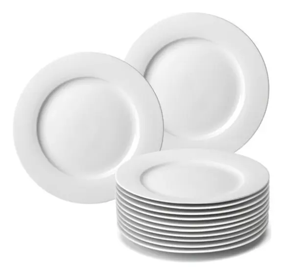 Kit 12 Pratos de Sobremesa Branco Doce Festa Melamina 20cm - SAKES