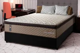 Conjunto Cama Box Espuma Atlanta Bege Casal 138x188x62 - King House