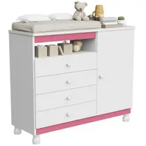Cômoda Infantil Bebê Sapateira Quarto Criança Com Trocador Colchão Impermeável Baby Macio Regulagem de Altura Corrediça Telescópica - Móveis Bela