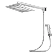Chuveiro Ducha Quadrada 20x20 Slim Inox Completo com Desviador - Modelar