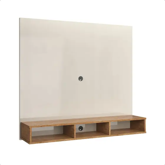 Painel para Tv Slim 50 Polegadas Quarto Sala com Nicho Off White/Nature - PRADO MOVEIS