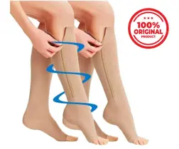 Meias De Compressão C/ Zíper Tratamento para Varizes Edema Trombose e Pernas Inchadas Unissex - Care Press