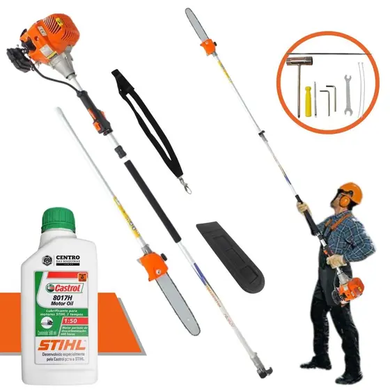 Podador de Galhos Com ÓLEO STIHL VP3300L Vulcan Á Gasolina 2T 33cc 1,3HP Alta Performance Motopodador de Árvores Com Extensor de Alcance de até 5 Metros - Vulcan Trent