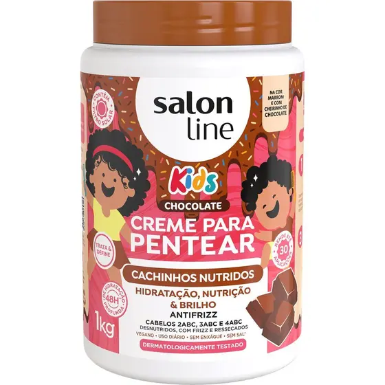 Creme Para Pentear Salon Line Chocolate Kids Cachinhos Nutridos 1kg