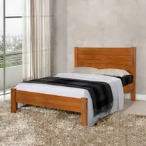 Cama Casal Madeira Vintage Lara - Castanho - ATRAENTE MOVEIS