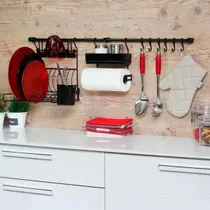 Cozinha Suspensa Escorredor Louça Porta Rolo E Mantimentos - MetalTru