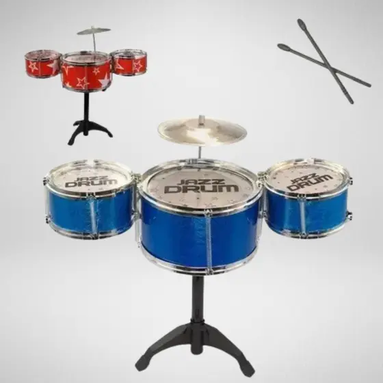 Bateria Infantil 4 Tambores Com Baquetas e Para Crianças de Música Original - Zonne