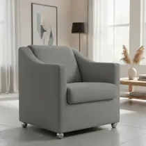 Poltrona Decorativa Para Sala Recepção Manicure Barbearia Salão de Beleza Cadeira Reforçada Mila Tecido Suede Pés Cromado - Clique e Decore