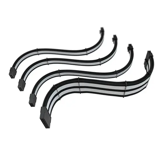 Cabo Extensor de Fonte Sleeved Rise Mode, 4 em 1, 1x 24p ATX, 1x 4+4p CPU, 2x 6+2p PCIe, Preto e Branco - RM-SL-BW