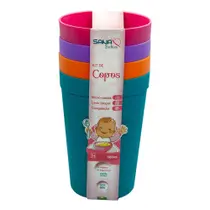 Kit Com 4 Copos Coloridos 380 Ml Para Meninas Sana Babies