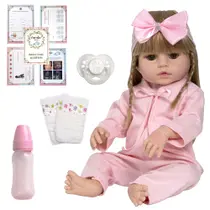 Bebê Boneca Loira Recem Nascida Fofa Realista 52cm 13 Itens - Cegonha Reborn Dolls