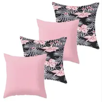 Kit 4 Capa de Almofada 40 x 40 Malha com Zíper Lisa e Estampada - Ametista Decorações
