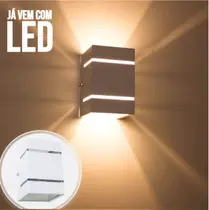 Arandela Branca + LED 5W 3000K luminária Externa Parede Muro 2 Focos Frisos Fachos St327 - Starlumen