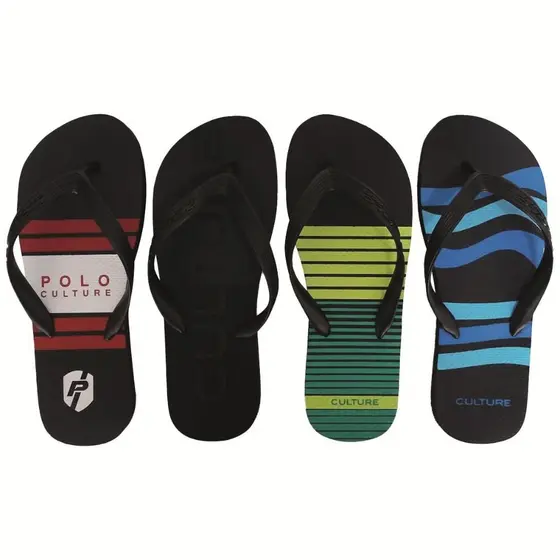 Kit 4 Chinelo Borracha Polo Culture Estampado Antiderrapante