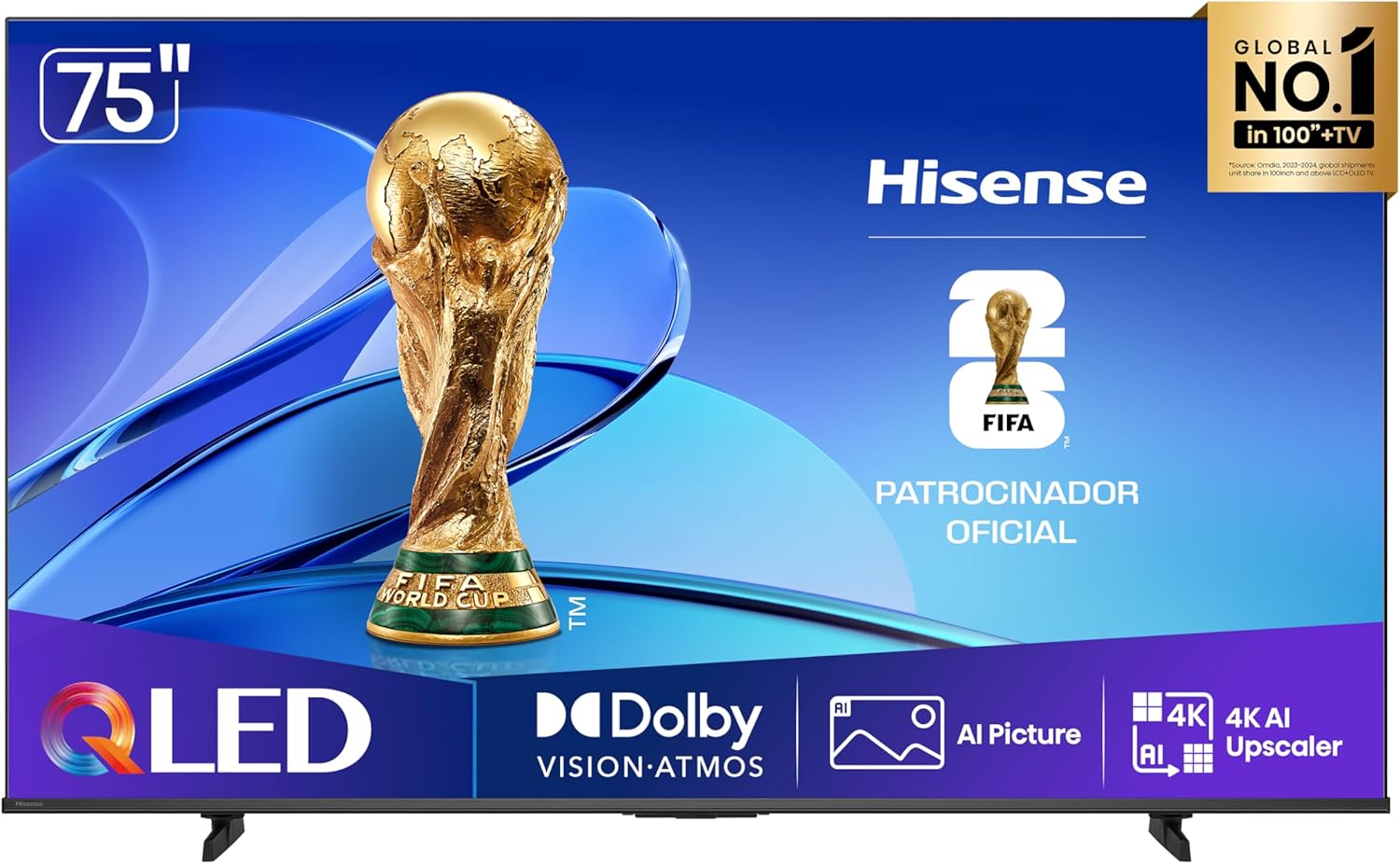 Hisense Smart TV UHD 4K QLED 75" Polegadas 75Q6QV com HDR10+, Dolby Atmos, Sports Mode, Game Mode Plus e Compatível com Alexa