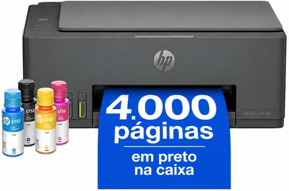 Impressora Multifuncional HP Smart Tank 589 Tanque de Tinta Colorida Wi-Fi, USB - Alta Economia -Copiadora e Scanner (5D1A8A)