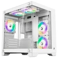 Gabinete Gamer Rise Mode Galaxy Glass M Mini, M-ATX, Lateral e Frontal em Vidro Temperado, Sem FANs, Branco - RM-GA-GGMN-FW