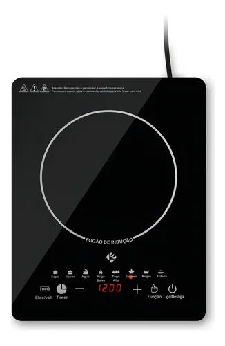 Cooktop De Indução 1 Boca Preto Com Trava De Segurança Painel Touch Screen 127v Preto 127v