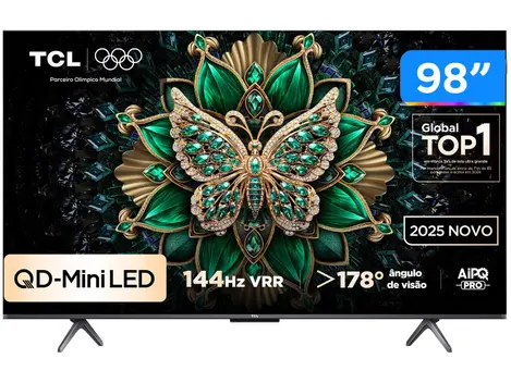 Smart TV 98" TCL UHD 4K MINILED 98C6K 120Hz Google TV AiPQ Pro Google Assistente 4 HDMI 2 USB - TVs