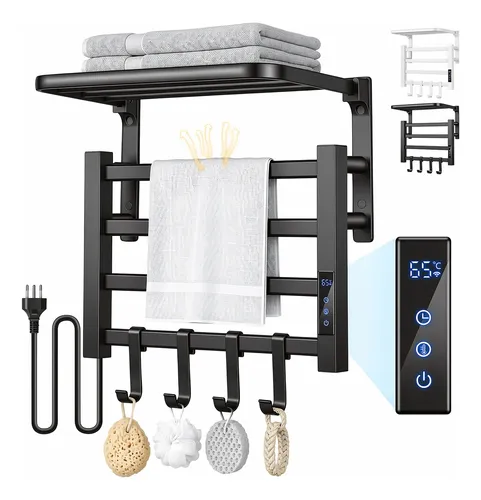 Toalheiro Elétrico Térmico Com Controlo De Temperatura Preto 110v